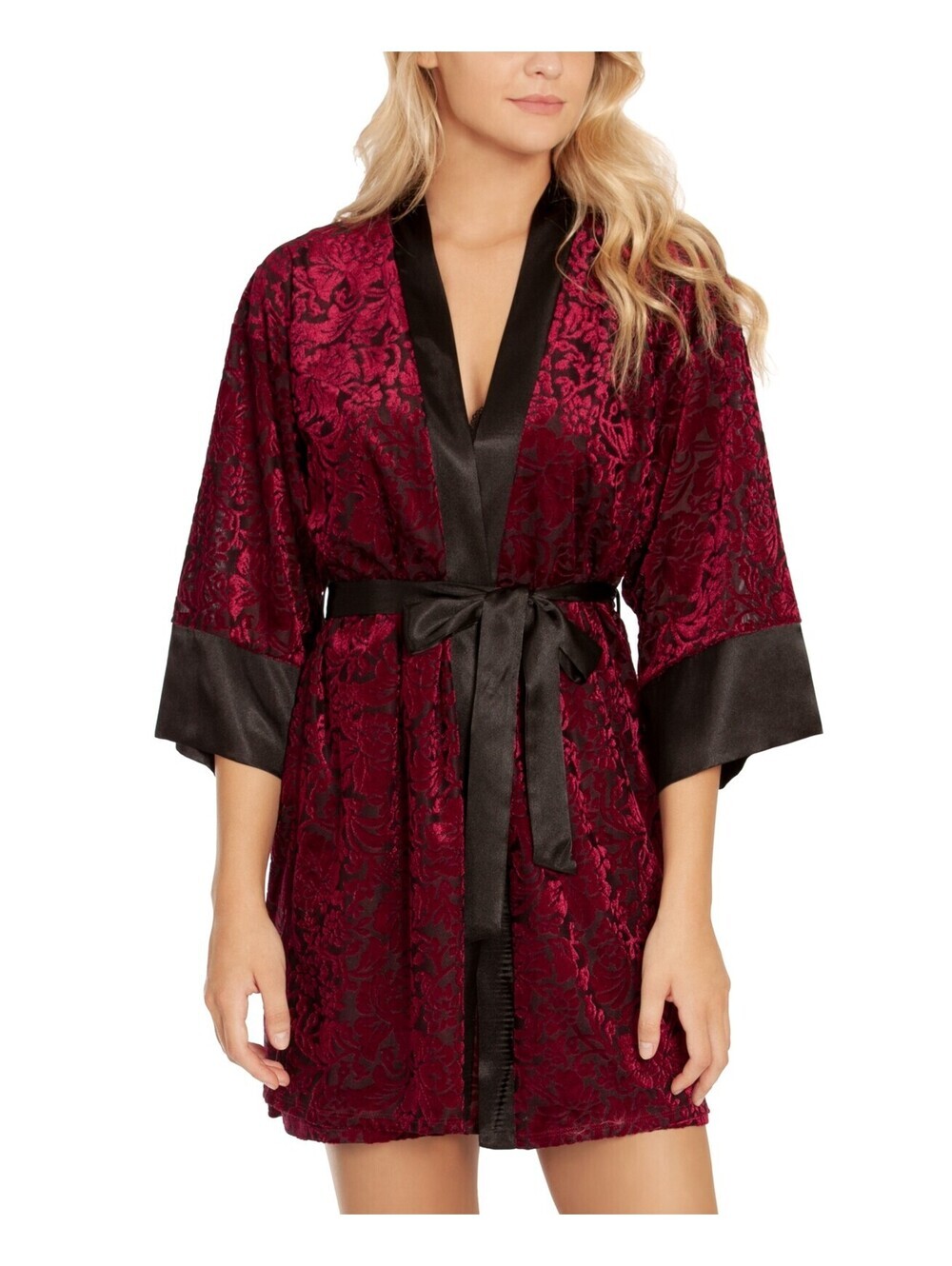 Linea Donatella Womens Jacquard Velvet Chemise Nightgown Size L